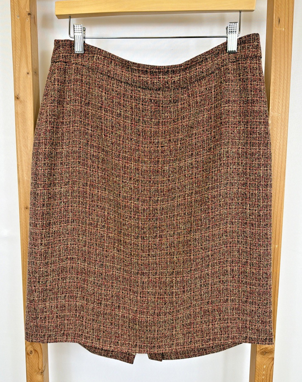 Anne Klein Multicolored Plaid Pattern Knee Length Pencil Skirt #1572 Size 8